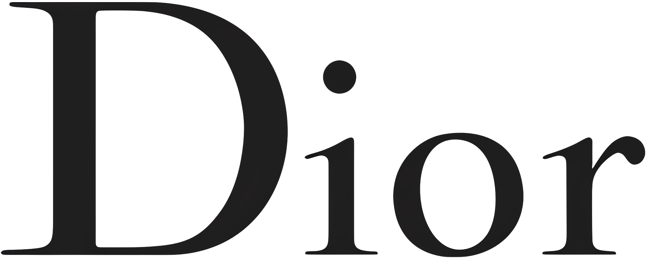 Black 'Dior' logo on a white background