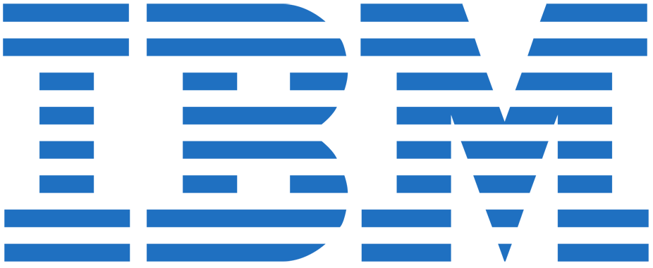 The blue IBM logo with horizontal striped lettering on a plain white background.