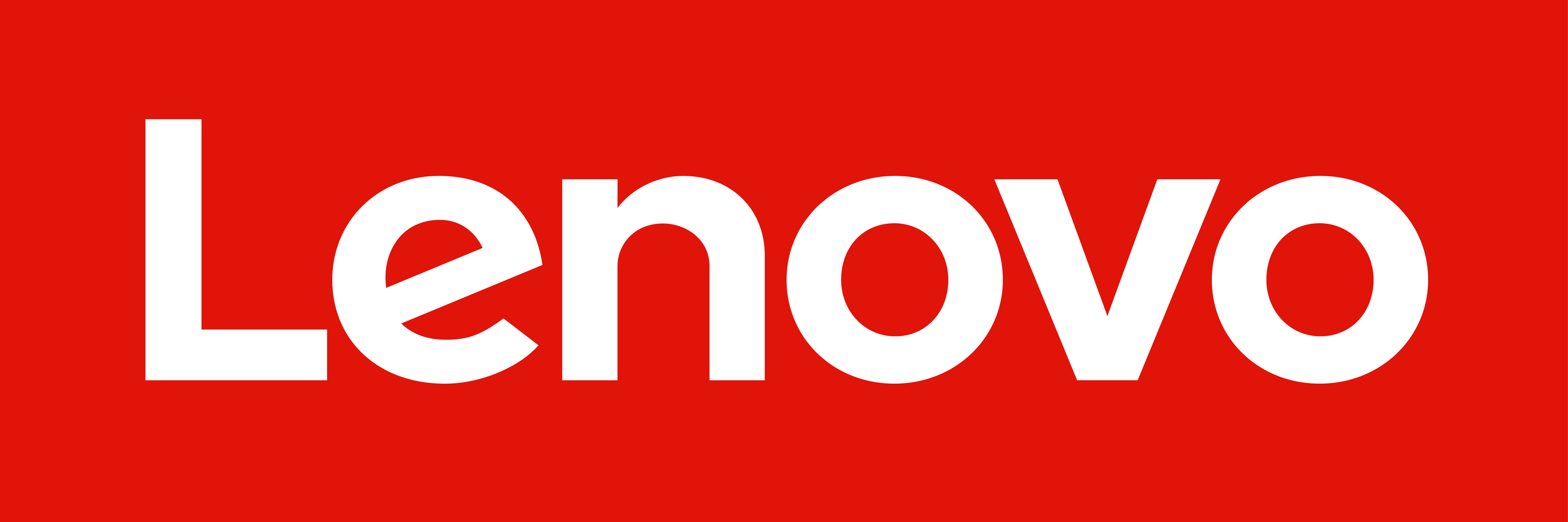 Lenovo logo on a red background