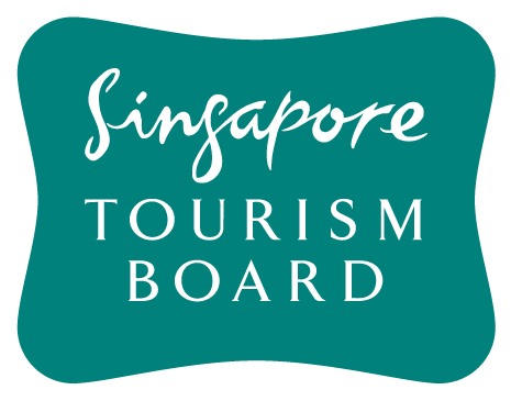 Singapore Tourism Board logo with white text on a teal rounded rectangle background.