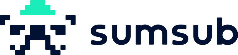Sumsub logo in navy text with their logo in navy and turquoise