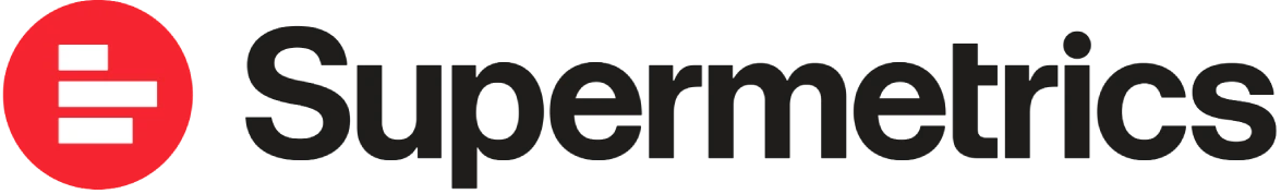 Supermetric Logo with red logo and capital S and small text words following it
